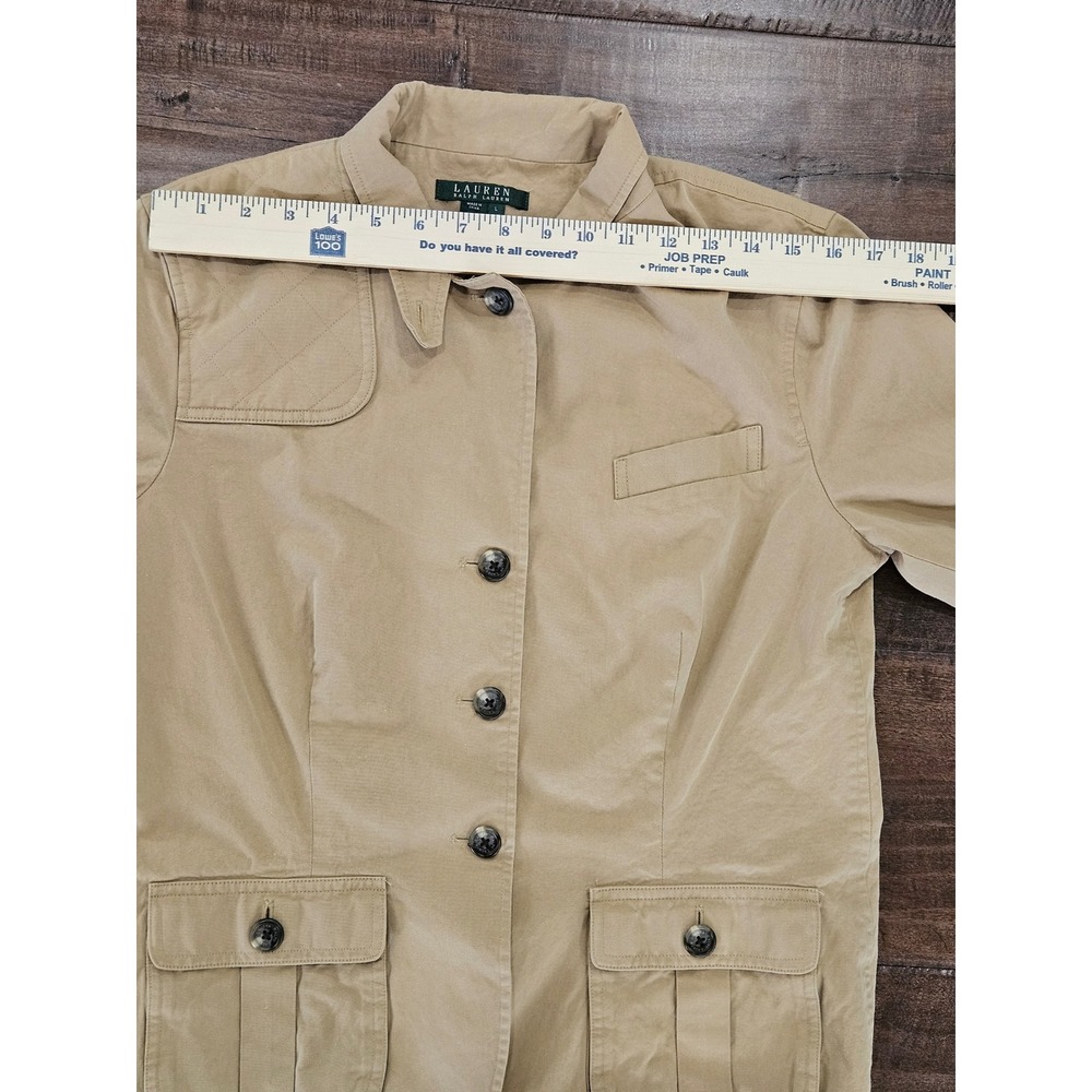 VTG Lauren Ralph Lauren Tan Field Jacket Quilted Shooting Patch Safari Utility - Picture 11 of 16